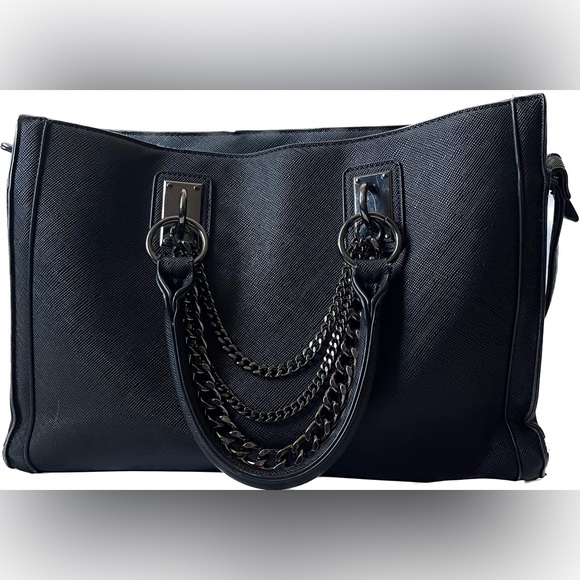 JustFab Bags Justfab Metallic Chain Charcoal Crossbody Purse Large Poshmark